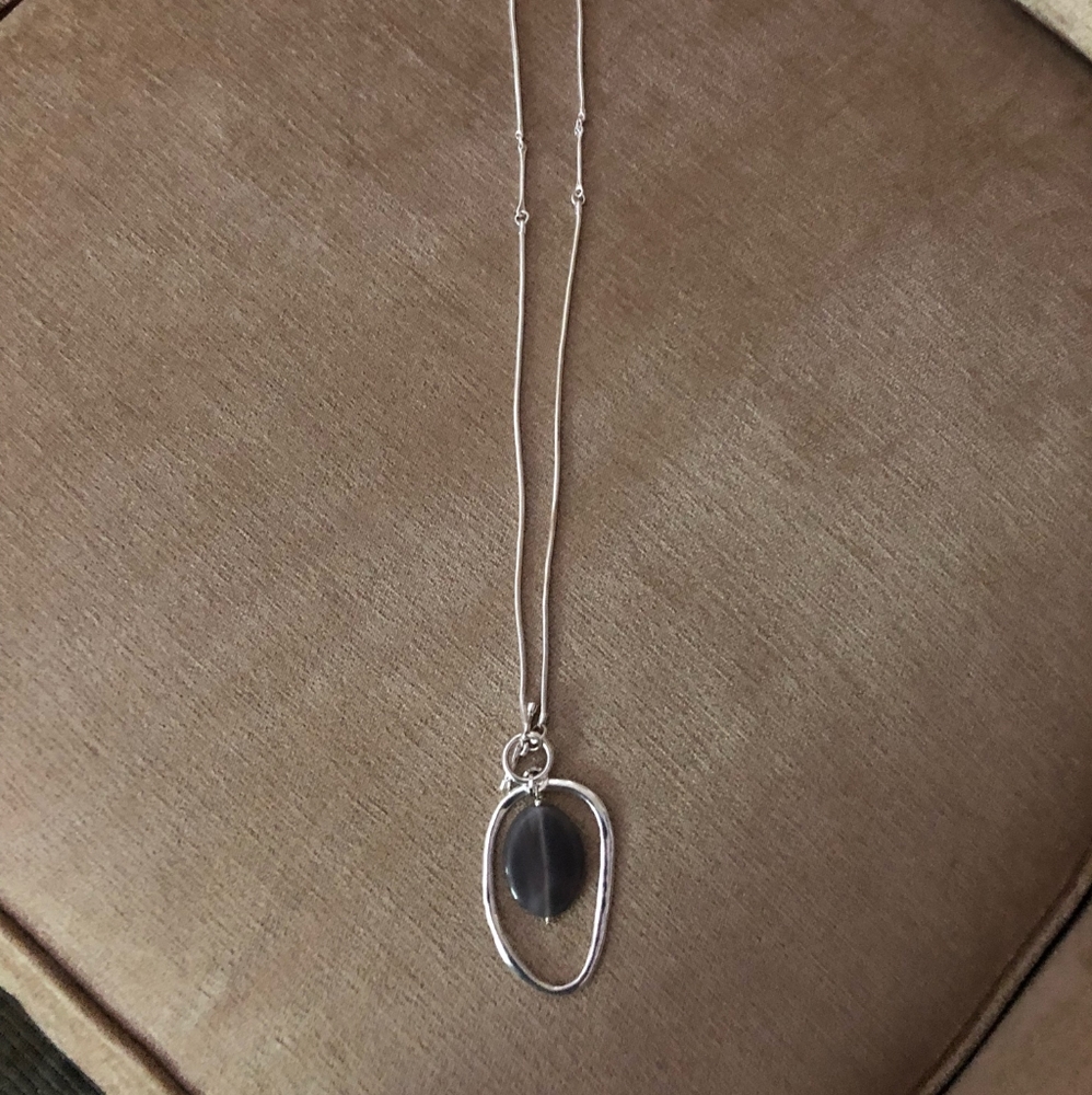 Long silver necklace